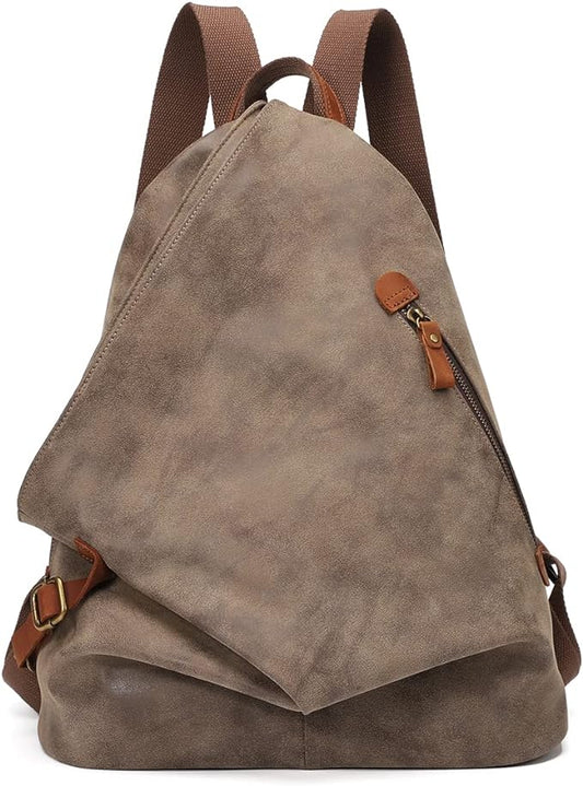 KL928 PU Leather Vintage Backpack – Large Casual Daypack Outdoor Travel Rucksack Hiking Backpacks for Men Women