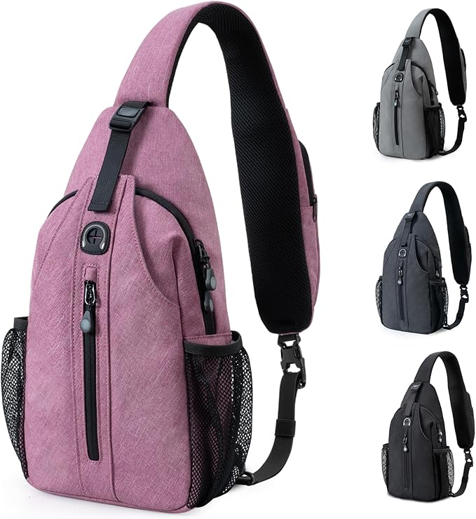 LEDAOU Crossbody Sling Bag Anti-Theft Sling Backpack Cross Body Shoulder Chest Bag Fanny Pack Travel Hiking (Purple)