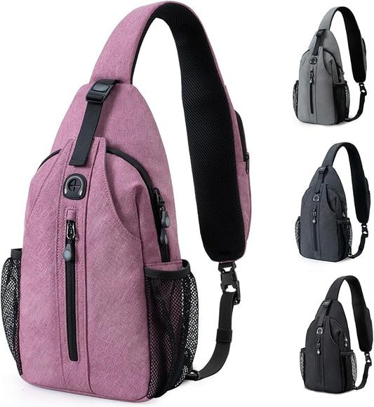 LEDAOU Crossbody Sling Bag Anti-Theft Sling Backpack Cross Body Shoulder Chest Bag Fanny Pack Travel Hiking (Purple)