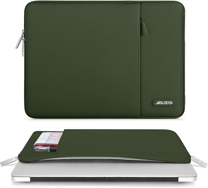 MOSISO Laptop Case 15 inch, 15 inch Laptop Sleeve Compatible with MacBook Air 15 M4 A3241 M3 A3114 M2 A2941 2025 2024 2023,Dell XPS 15,Polyester Vertical Computer Sleeve Bag with Pocket, Army Green