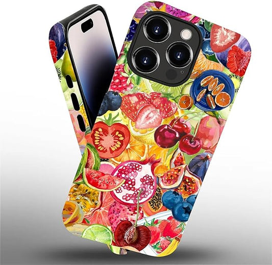 Case for iPhone 14 Pro Max,Summer Fruit Collage for Woman Men Full Body Protective Cover Shockproof 2 in 1 Silicone + Hard PC Case for iPhone 14 Pro Max
