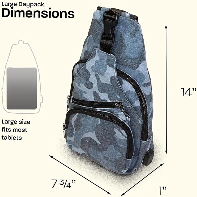 Anti-Theft Daypack Crossbody Sling Backpack, USB Charging Connector Port, Lightweight Day Pack for Travel, Hiking, Everyday, Large, Pink Bubbles