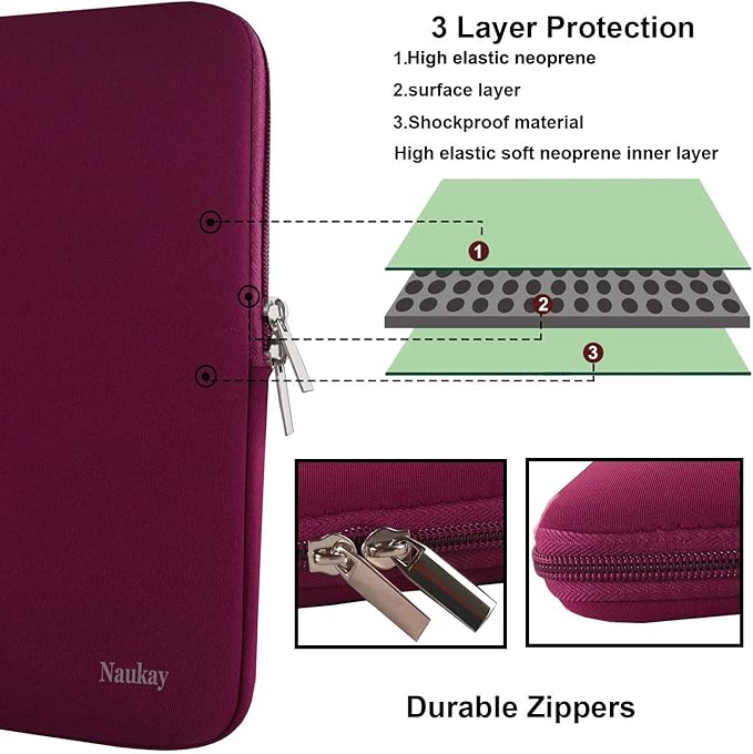 Laptop Sleeve,13-13.3 Inch Resistant Neoprene Laptop Sleeve/Notebook Computer Pocket Case/Tablet Briefcase Carrying Bag Compatible with MacBook Pro,MacBook Air,Notebook Computer-(Wine Red)