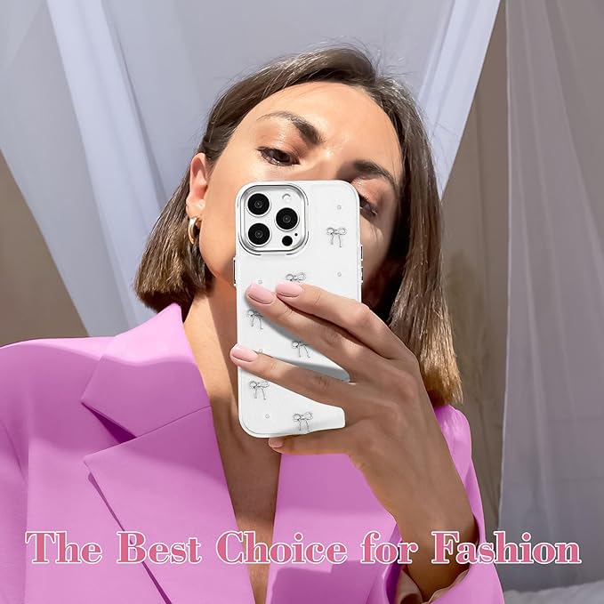 EYZUTAK Case for iPhone 13 Pro, Bling Glitter 3D Bowknot Phone Case Cute Sparkly Crystal Clear Bow Aesthetic Design Case Slim Soft Durable TPU Transparent Protective Cover for Women Girls - Bow