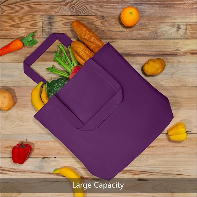 TOPDesign 3-Pack Super Strong Large 12oz Cotton Canvas Tote Bags, Reusable Grocery Shopping Cloth Bags, Fashionable Two-Tone Totes for Crafts, DIY Your Creative Designs