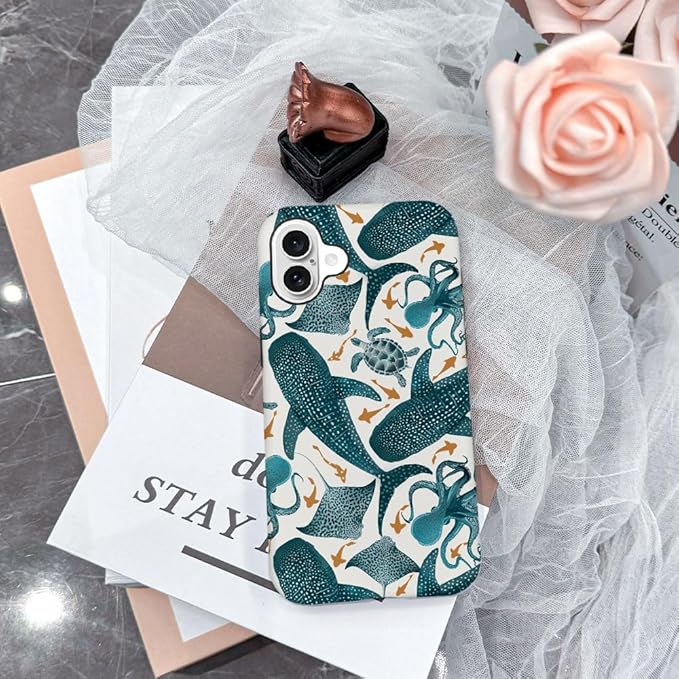 DAIZAG Case Compatible with for iPhone 16 Plus,Octopus Turtle Manta Ray Whale Phone Case for iPhone 16 Plus for Girl Women Boy Men