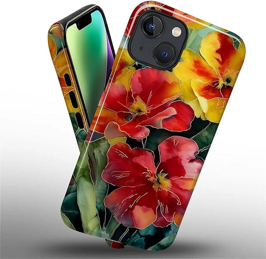 Case for iPhone 14 Plus Case,Vintage Floral Girly Design - Hybrid Dual Protection Silicone + Hard PC Shockproof Full Body Cover Slim Anti-Scratch Protective Case for Men Women