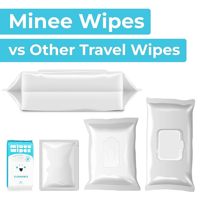 Impossibly Compact Travel Flushable Wipes - 99.5% Water and Aloe - Safe for Sensitive Skin, Hypoallergenic & Unscented - Travel Essentials for Adults, Kids & Baby Care - 48 Pack Total 288 Wipes
