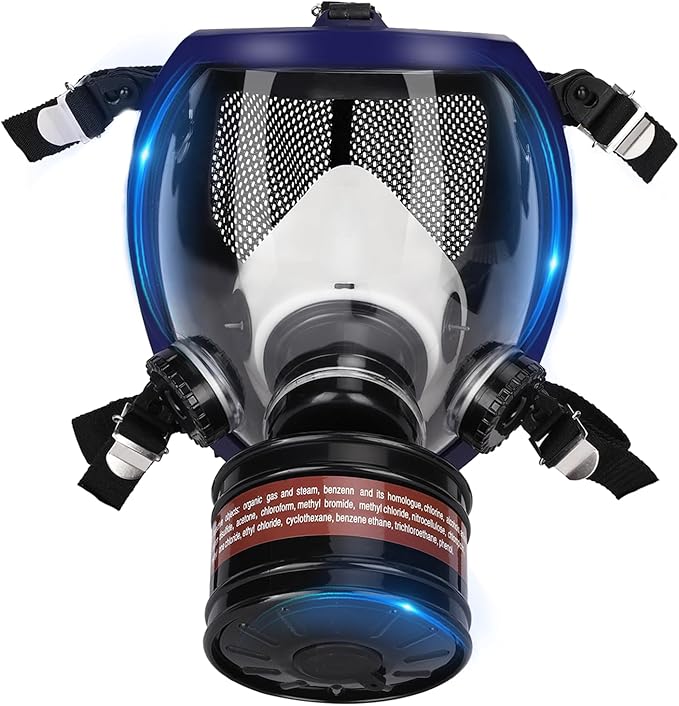 Full Face Gas Respirator Mask - Gas Masks Survival Nuclear and Chemical with Activated Carbon Filters