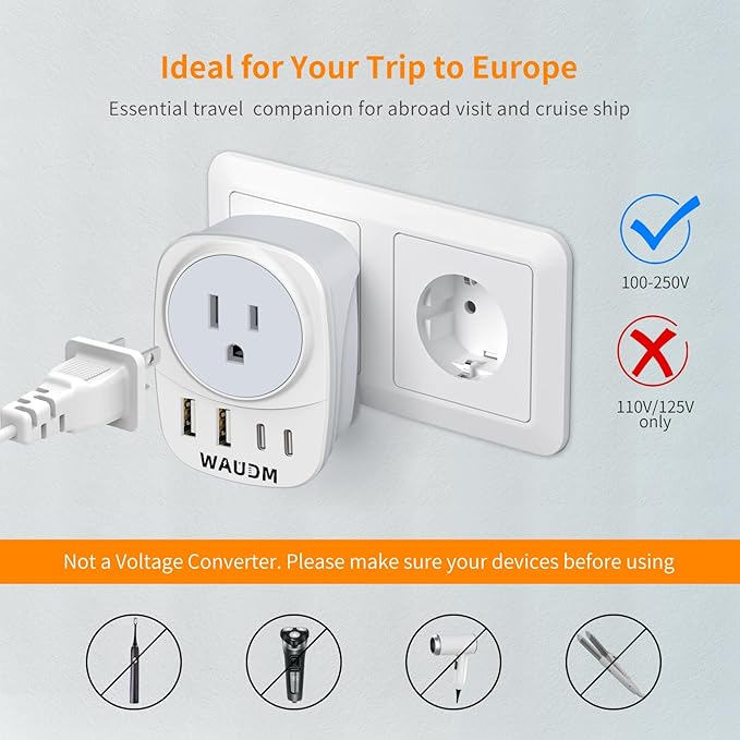 2 Pack Ireland Travel Plug Adapter Set Type G Power Outlet Adapter with 2 USB C and 2 USB Ports for USA to Dubai Scotland UK London England Ireland Hong Kong KenyaWAUDM,
