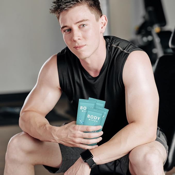 Treela 300 Pcs Bulk Deodorant Large Body Wipes Individually Wrapped Wet Wipes Travel Size for Adults Shower for Homeless Supplies Hygiene Personal Cleansing for Hiking Gym(7.09" X 9.84",Blue)