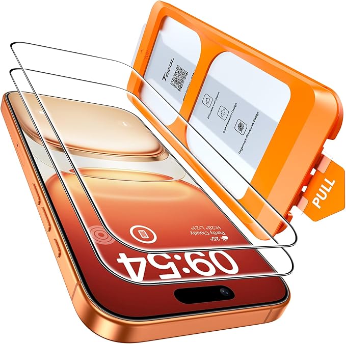 TOCOL for iPhone 17 Pro Max Screen Protector 6.9 inch 9H Hardness Military Grade Shatterproof Tempered Glass for 17 ProMax Full Coverage Easy Installation Compatible With Sim Card Case Friendly 2 Pack