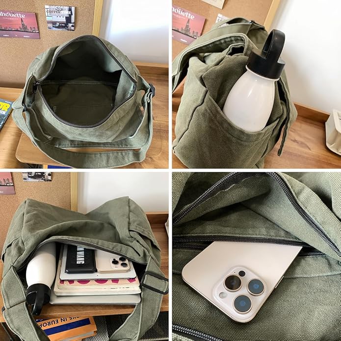 Collsants Messenger Bag for Women Men Satchel Bag Canvas Crossbody Shoulder Bag Casual Sling Bag