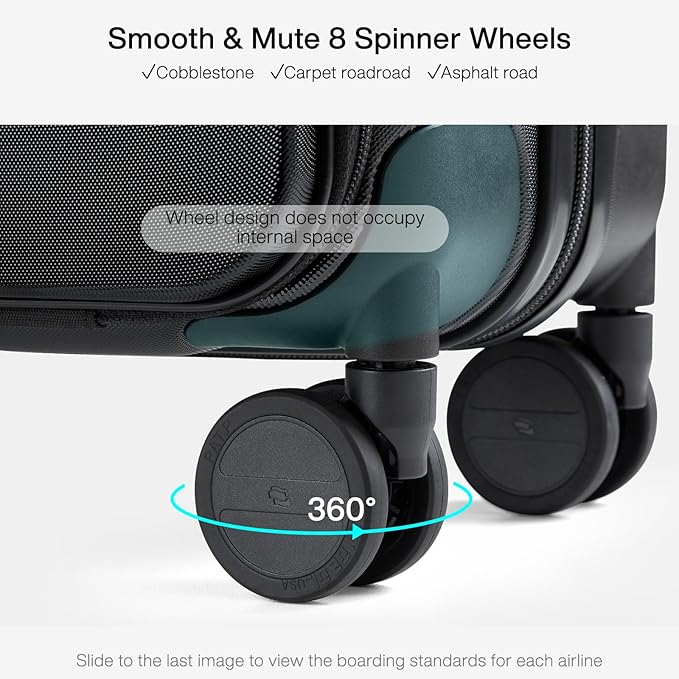 Hanke Grace Carry On Luggage with Wheels Airline Approved Hard Shell Suitcases with Front Pocket，Top Opening Luggage with TSA Lock for Short Business Travel， Jet Black.