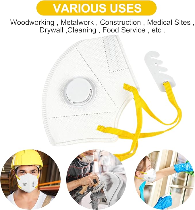 LotFancy N95 Mask for Adults, NIOSH Particulate Respirator, N95 Face Mask for Construction, Cleaning, Sanding, Dust Pollution