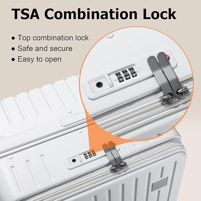 Joyway Hardshell Carry on Luggage with Front Pocket, Lightweight Hardside 20 Inch Suitcase with Spinner Wheels and TSA Lock (White, Carry on Luggage-20 Inch)