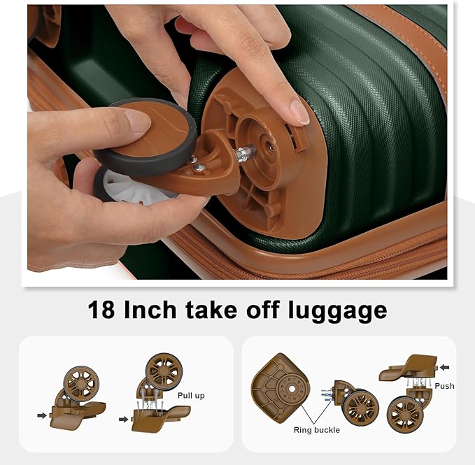 Joyway Luggage Set 7 Piece Suitcase Sets with Spinner Wheel,Hardside Expandable Travel Laggage with TSA Lock(18/20/24/28 Green)