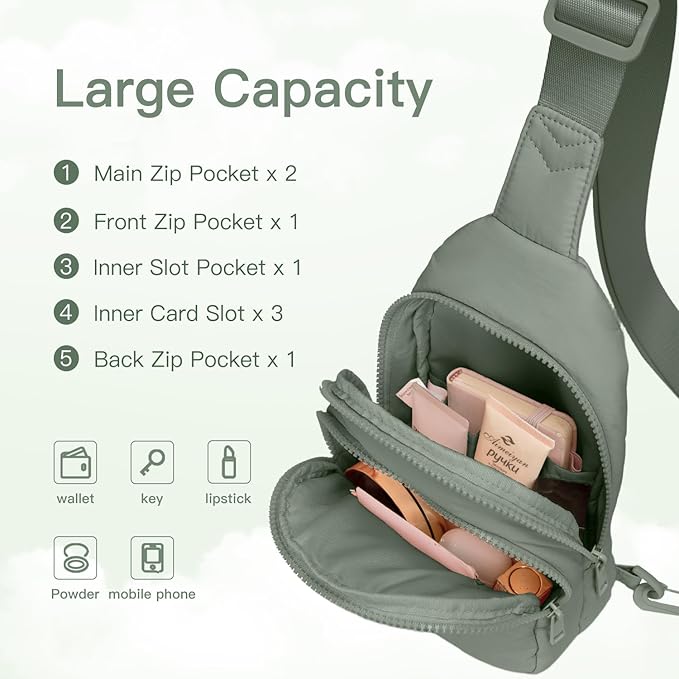 Quilted Puffer Crossbody Bags for Women Small Puffy Sling Bag Lightweight Cross Body Bubble Purse Shoulder Bag for Travel (Bean Green)