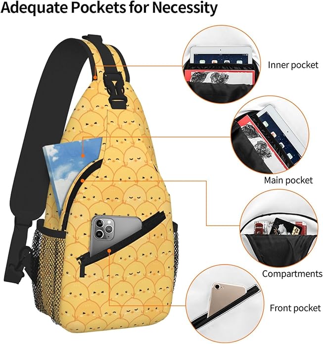 Cross Chest Bag Diagonally for Men Shoulder Bag for Travel Hiking Trendy Sling Bag with Adjustable Shoulder Strap