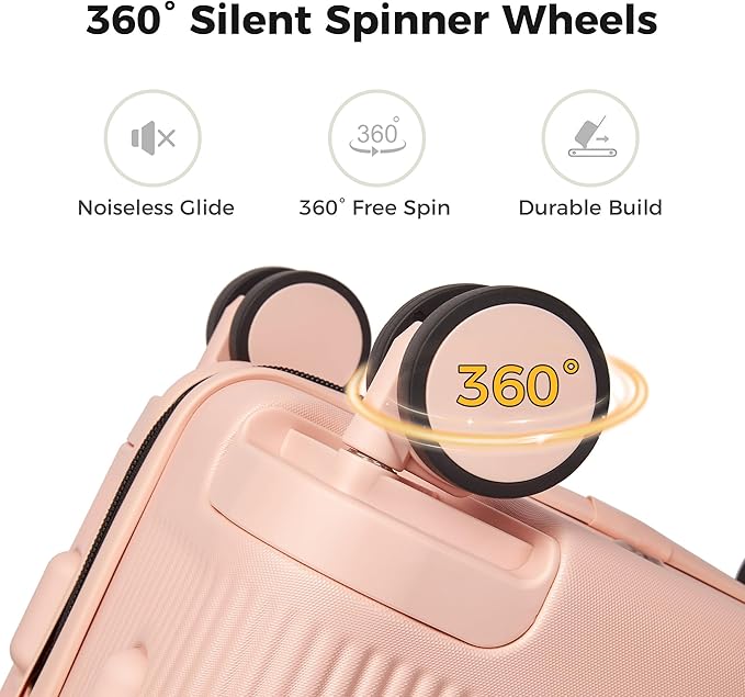 20 Inch Carry On Luggage, Hardside Lightweight Spinner Suitcase with TSA Lock, 22x14x9 Airline Approved Hard Shell Travel Suitcase with Wheels, Scratch Resistant (Pink, 20 Inch)