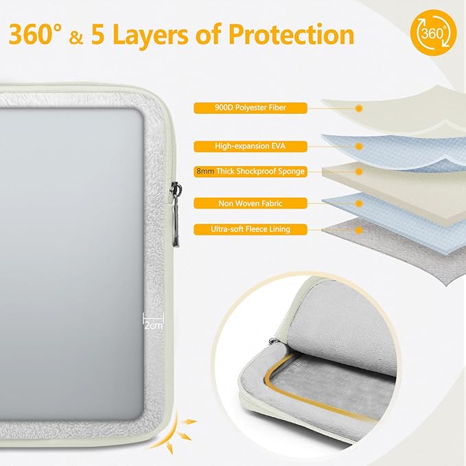 HYZUO 14-15 Inch Laptop Sleeve Bag Set for MacBook Air 15 M4/M3/M2, MacBook Pro 15, XPS 14/15 Plus, 15" Surface Laptop, Notebook Case for 14" HP Lenovo ThinkPad Asus Acer Huawei, Beige