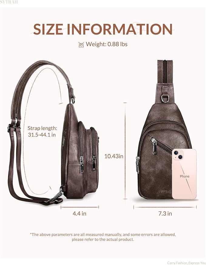 Sling Bag for Women, Crossbody Bags for Women Trendy Crossbody purse Vegan Leather Sling Backpack Chest Bag with Dual Purpose Strap, Mocha Cofee