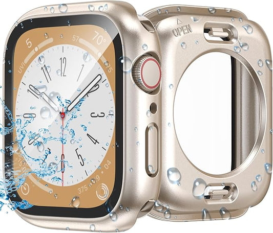 3 in 1 Waterproof Case for Apple Watch Series 11(2025) Series 10 Screen Protector 46mm Accessories Built-in Tempered Glass, 360°Full Protective PC Bumper Face Cover Compatible iWatch 46mm