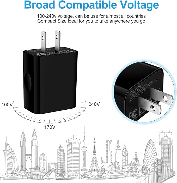 20W USB C Charger Cube,2-Pack Wall Plug Android Fast Charging Block, 2-Port PD+QC Power Adapter Type C Box for Samsung Galaxy S25 Ultra/S25 Plus/S24/S23/Watch Ultra 7/A36/A16/A26,iPhone 16e,Pixel 9A