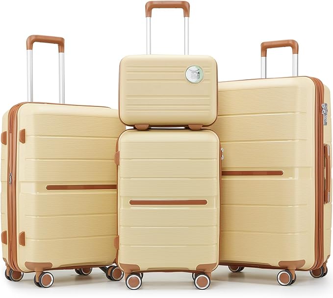 4-Piece Hardshell Luggage Set with TSA Locks, Expandable Suitcases and Silent Spinner Wheels - Vibrant Colors for Easy Identification (14/20/24/28 Inch) - Family Travel Suitcase Sets