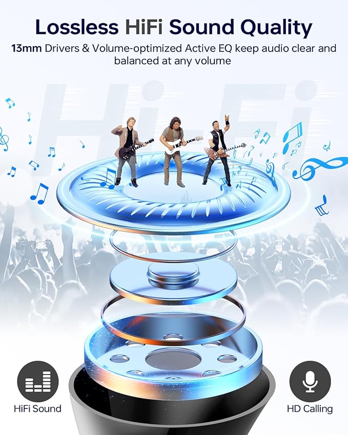 Wireless Earbuds Bluetooth 5.3 Ear Buds, Bluetooth Headphones with LED Display Charging Case, 40Hrs Playtime Stereo Sound, IPX7 Waterproof in-Ear Earphones with Mic for Phone Tablet Sports, Charcoal