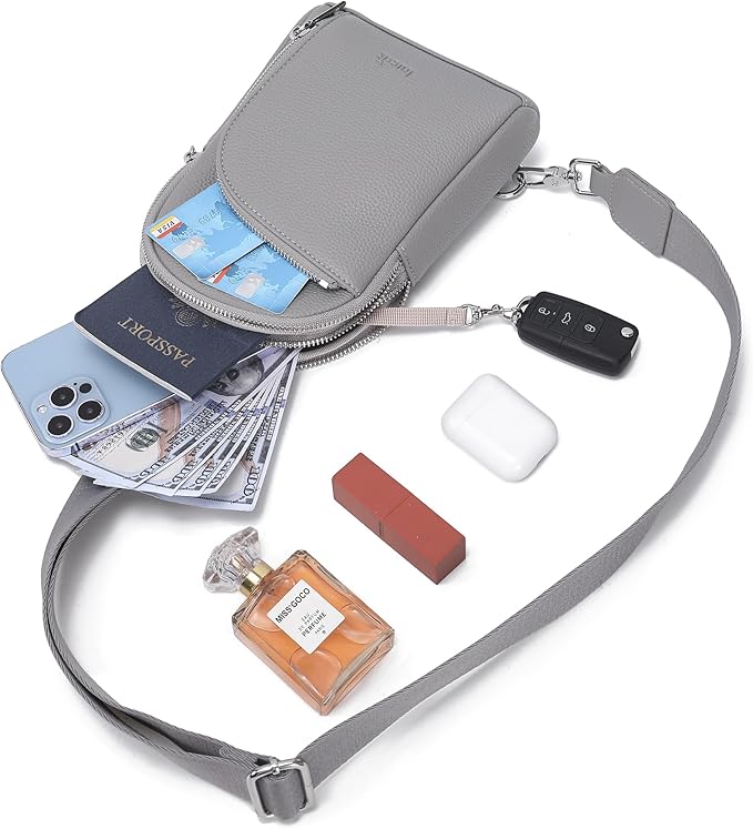 INICAT RFID Blocking Sling Bag Leather Crossbody Bags for Women Fanny Pack Cross Body for Woman Chest Bag for Travel 1.9L