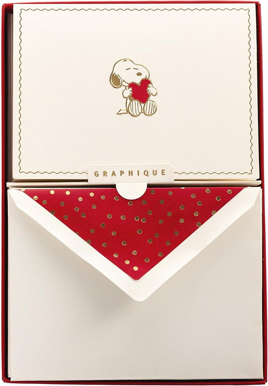 Graphique Peanuts Designer Cards Luxe Collection, Gold Foil Embossed Stationary Boxed Set, 10 Blank Cards with 11 Envelopes, All Occasion Greetings, 5.25" x 3.8"