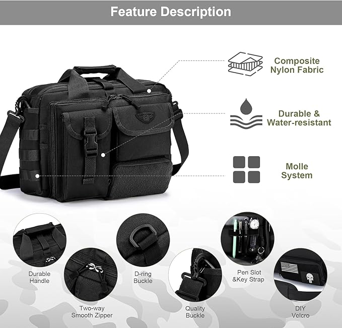 Stypos Tactical Laptop Bag for Men,14inch/15.6inch/17.3inch Messenger Bag Military Shoulder Bag,Flight Work Bags for Pilots