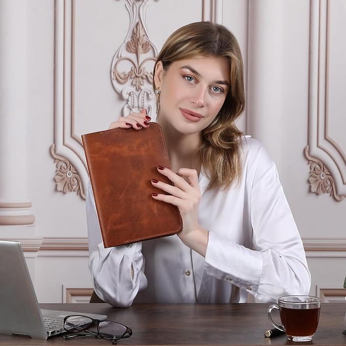 Tan B5 Journal Cover for Field Notes - 7.5x10 in XL Leather Notebook Cover Planner Cover, Refillable Leather Journal Cover, Composition Notebook Cover & Handmade Diary Cover for Travel