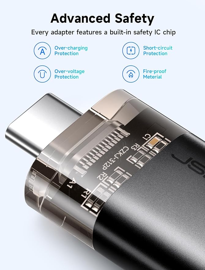 JSAUX USB C to USB Adapter [3 Pack], Type C Male to Female 3.0, Compatible With MacBook Pro/Air, iPhone 15, Samsung Galaxy S24/S23/S22/S21, All USB C Devices-Black