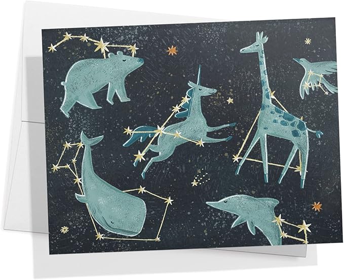 Twigs Paper 12 pcs Space Themed Note Card Set - Assorted Greeting Cards for Every Occasion with Envelopes Included - Cute and Unique Designs - Bulk Stationery Pack - 5.5 x 4.25 Inch Eco-Friendly Paper