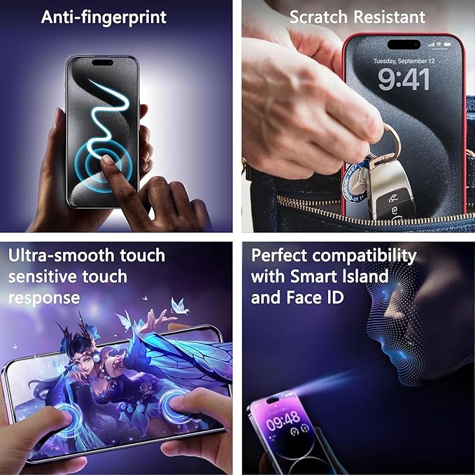 Privacy Screen Protector for iPhone Air 6.5-Inch, Auto Dust Removal, 9H Tempered Glass, Full Cover, Anti-Fingerprint, Easy Installation,2 Pack