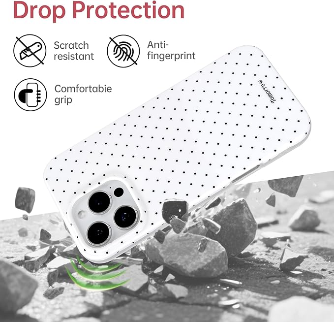 2 Pack for iPhone 16 Pro Case with Cute Fashion Polka Dot Phone Case Soft TPU Slim Shockproof Phone Cover for Women Girls (White+Black)