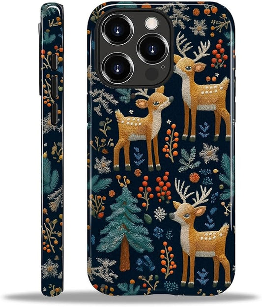 Case for iPhone 14 Pro Max Case,Cute Christmas Reindeer Design - Hybrid Dual Protection Silicone + Hard PC Shockproof Full Body Cover Slim Anti-Scratch Protective Case for Men Women