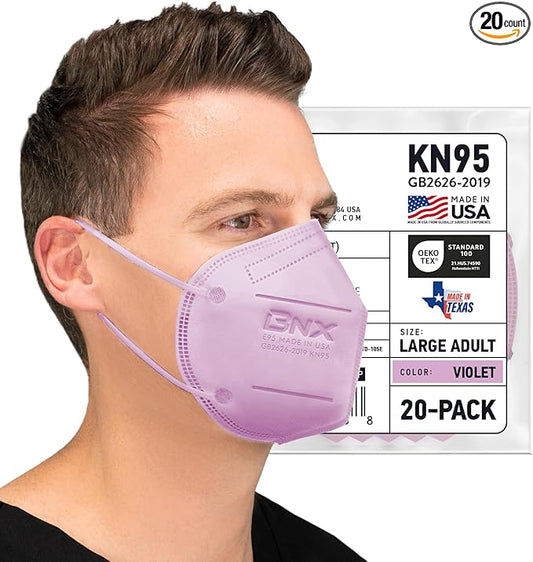 BNX KN95 Face Masks Made in USA (Adult Large, Adult Medium, Kids Small) (Earloop) (Model: E95/E95M/E95S)