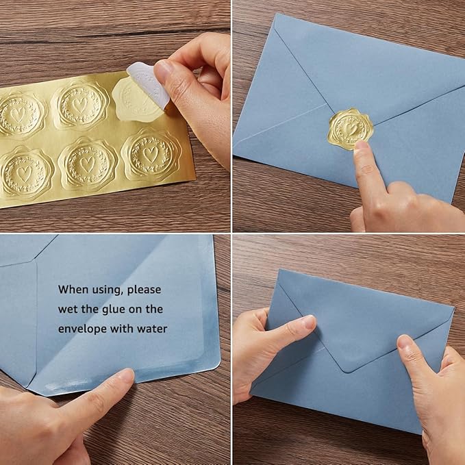 50 Pack Dusty Blue A7 Envelopes with Cards 5x7 Thick Folded Cardstock and Gold Stickers for Greeting Cards, Wedding, Birthday, Invitations, Baby Showers (Dusty Blue, 5x7)