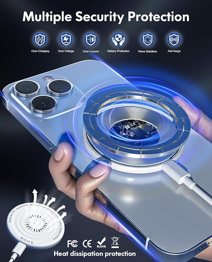 MagSafe Charger 2 Pack 15W Magnetic Wireless Charger Fast Charging Pad with 20W Adapter and 6FT Cables for iPhone 17/16/15/14/13/12 Series/AirPods 3/2/Pro Apple MagSafe Chargers for Travel/Office