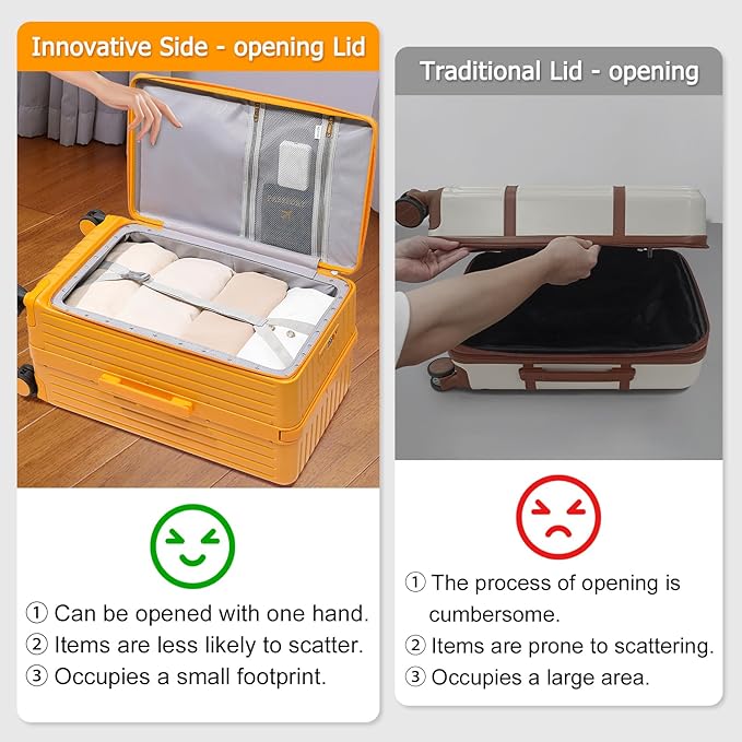 Joyway Hardshell 24 inch luggage with spinner wheels, Lightweight Hardside large checked withTSA Lock (Orange, Checked Luggage-24 Inch)