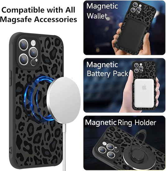 KANGHAR Case for iPhone 12 Pro Phone Case [Compatible with Magsafe] Leopard Printed Pattern Cute Cheetah Protective Magnetic Case for Girls Women Men 6.1"