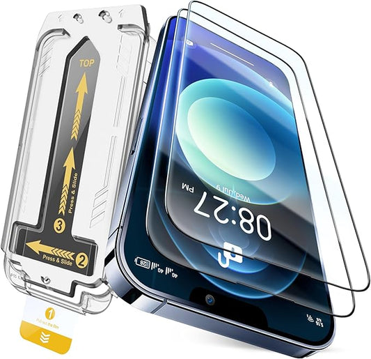 TEMPRTEK+ for iPhone 12/12 Pro Glass Screen Protector 2 Pack (9H+ Military Grade 3X Protection) Shatterproof Tempered Glass - Anti Scratch/Fingerprint [Full Coverage] Case Friendly