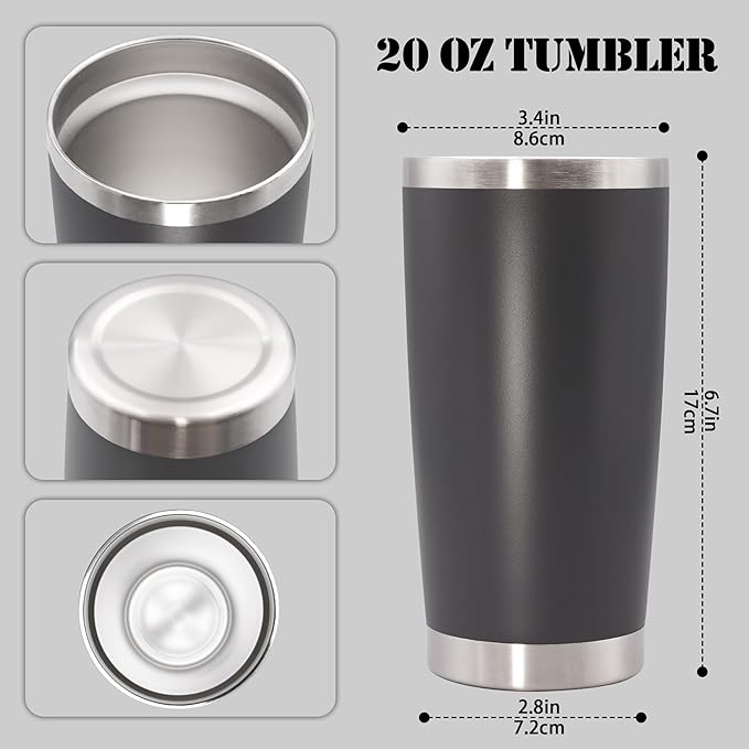 20 oz Tumbler with lid Double Wall Vacuum Insulated Tumblers Stainless Steel Coffee Mug Travel Coffee Tumbler Powder Coated Tumbler Cup Keep Hot&Cold - (Mix 12 Pack)