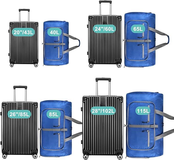 Dimayar Travel Duffle Bag for Men Women - Foldable Duffel Bag with Shoes Compartment - Overnight Bags Waterproof & Tear Resistant(65L,Navy Blue)