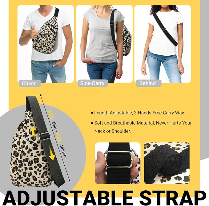 Crossbody Bags for Women, Sling Bag for Men, Small Hiking Backpack Anti Theft Lightweight for Outdoors Travel (M, Leopard）