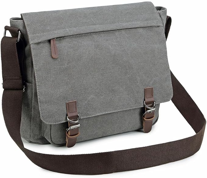 Messenger Bag for Men Retro, Canvas Satchel casual Briefcases Laptop Bag fit 13.3 15.6 Inch