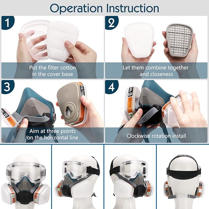 Gas Masks Survival Nuclear and Chemical, Full Face Gas Mask with Activated Carbon Filter